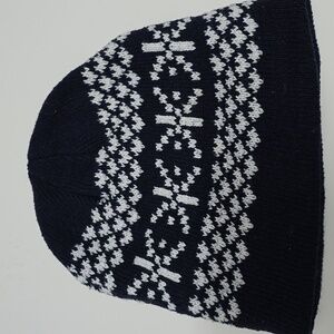 🦋 Navy and White Knit Beanie